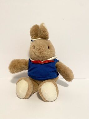 Gund Bunny Rabbit Skippy Plush Tan Beige 1990 Vintage Nautical Sailor Boating